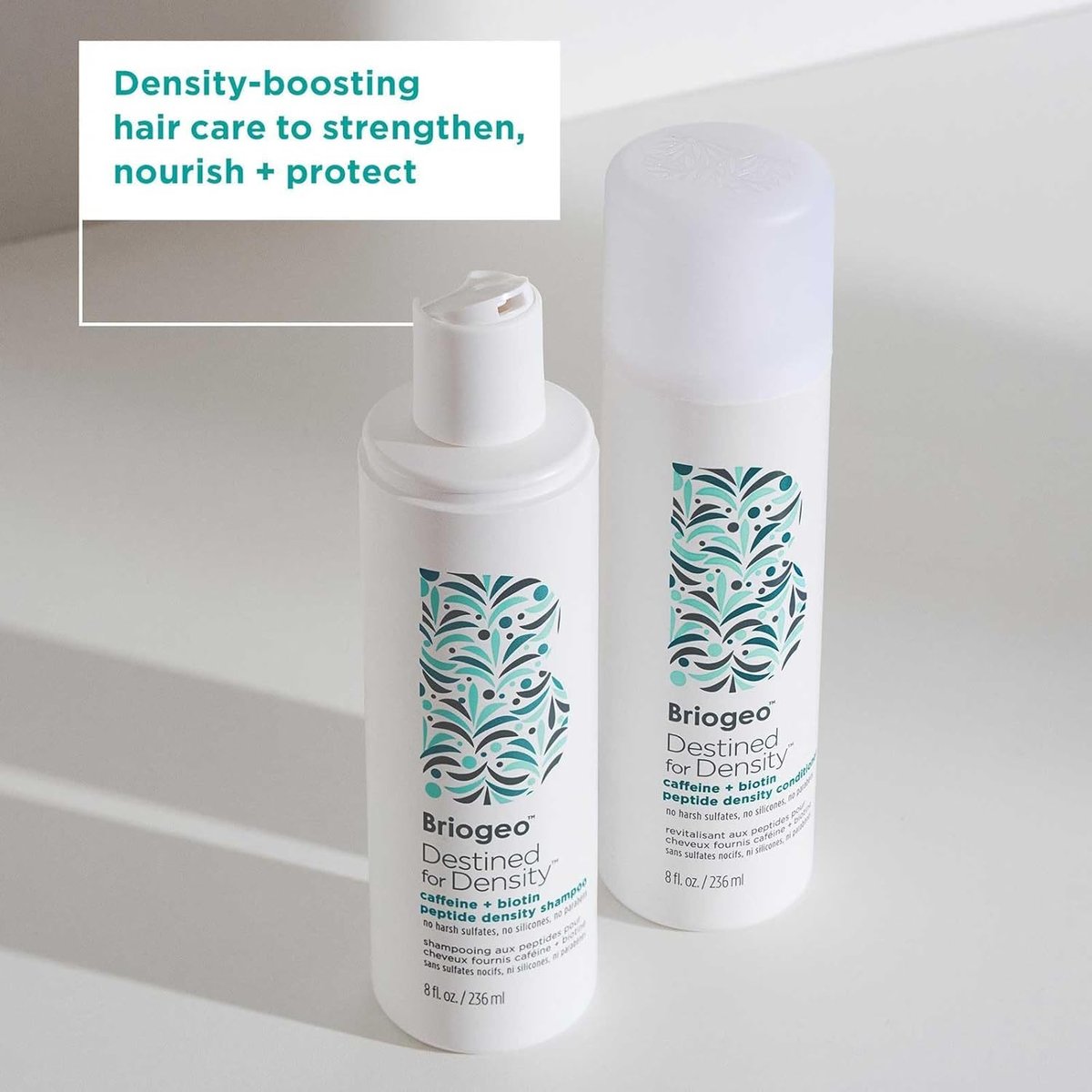 Briogeo Destined for Density Caffeine + Biotin Peptide Density Shampoo & Conditioner Duo – Increase Hair Thickness & Volume for Fine or Thinning Hair, Sulfate-Free, Vegan & Cruelty-Free (16 Fl Oz Each) Avelisse