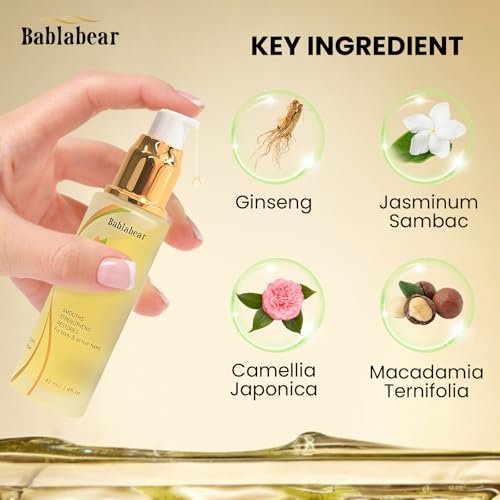Bablabear Hair Oil for Frizzy Hair - Hydrating Oil Serum Repairs Damaged Hair, Strengthens, Heat Protection, Adds Shine, Smooths Split Ends (1.4 Fl Oz) Avelisse