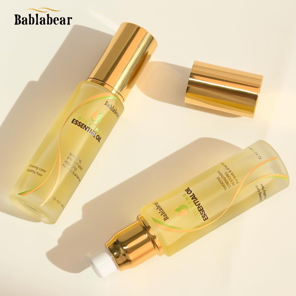 Bablabear Hair Oil for Frizzy Hair - Hydrating Oil Serum Repairs Damaged Hair, Strengthens, Heat Protection, Adds Shine, Smooths Split Ends (1.4 Fl Oz) Avelisse