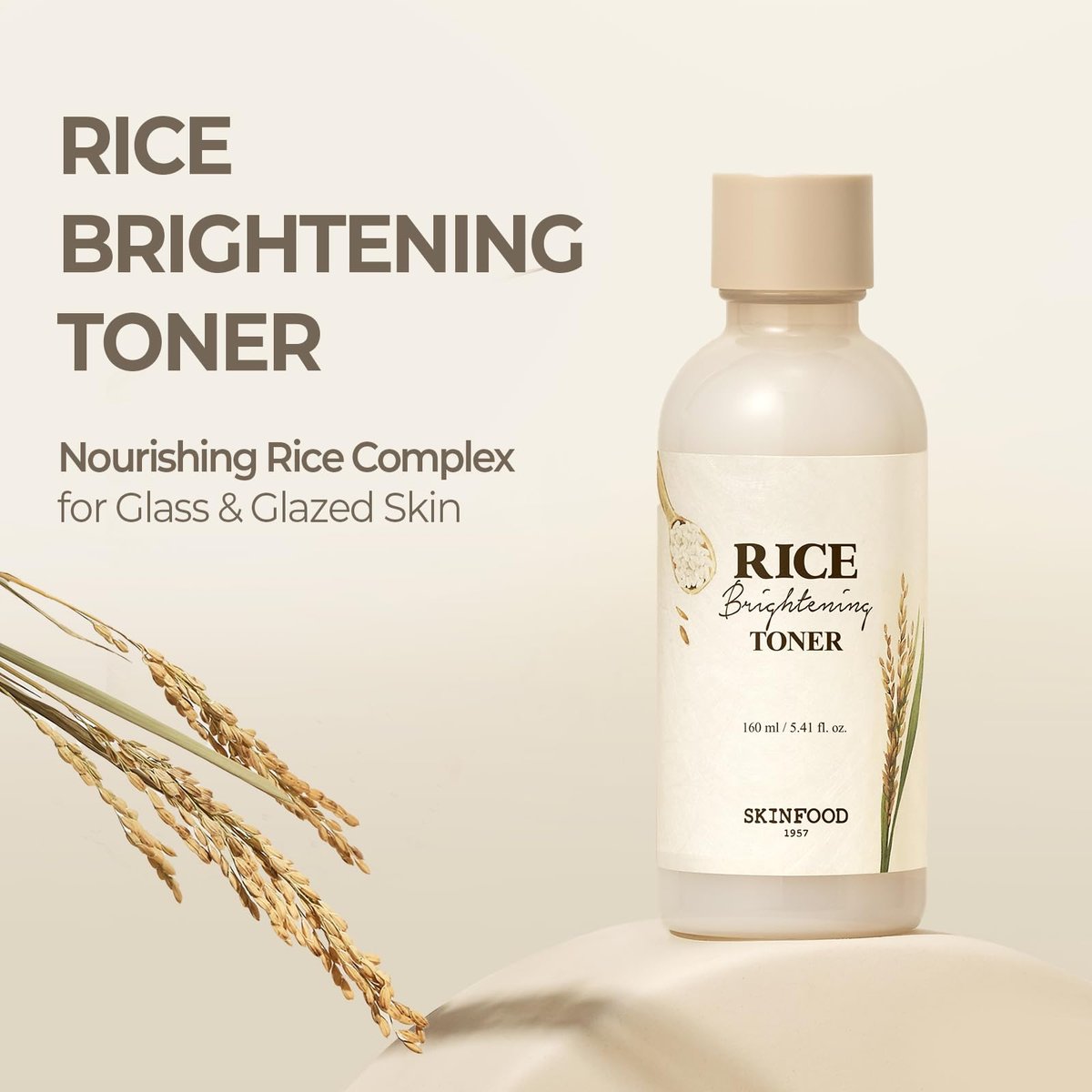 SKINFOOD Rice Brightening Toner - Vegan Korean Skincare with Fermented Rice Water for Glass Skin, Pore Minimizing & Hydrating, 5.41 fl oz Avelisse