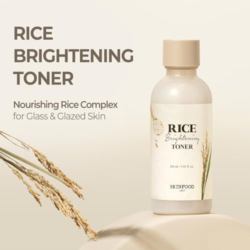 SKINFOOD Rice Brightening Toner - Vegan Korean Skincare with Fermented Rice Water for Glass Skin, Pore Minimizing & Hydrating, 5.41 fl oz Avelisse