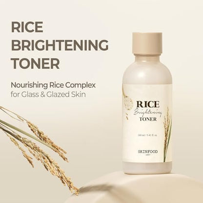 SKINFOOD Rice Brightening Toner - Vegan Korean Skincare with Fermented Rice Water for Glass Skin, Pore Minimizing & Hydrating, 5.41 fl oz Avelisse