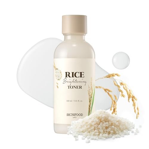 SKINFOOD Rice Brightening Toner - Vegan Korean Skincare with Fermented Rice Water for Glass Skin, Pore Minimizing & Hydrating, 5.41 fl oz Avelisse