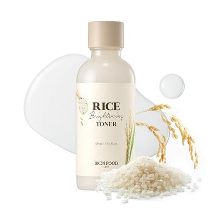 SKINFOOD Rice Brightening Toner - Vegan Korean Skincare with Fermented Rice Water for Glass Skin, Pore Minimizing & Hydrating, 5.41 fl oz Avelisse