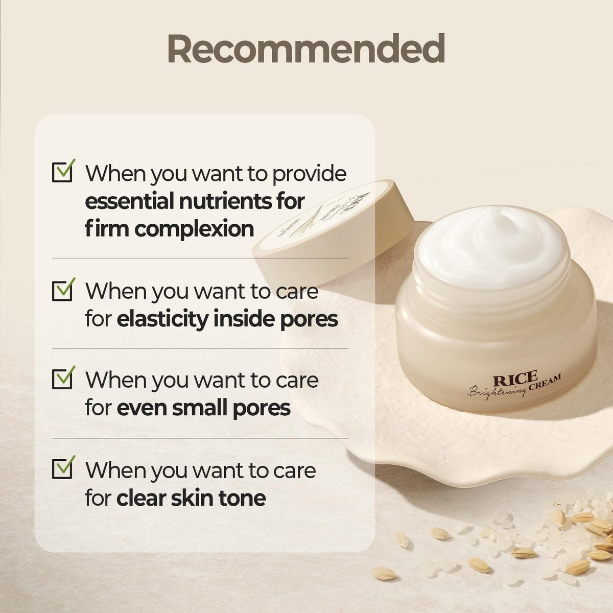 SKINFOOD Rice Brightening Cream - Korean Face Moisturizer with Fermented Rice Water for Natural Glow Glass Skin, Vegan, 60ml/2fl.oz. Avelisse