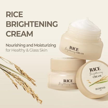 SKINFOOD Rice Brightening Cream - Korean Face Moisturizer with Fermented Rice Water for Natural Glow Glass Skin, Vegan, 60ml/2fl.oz. Avelisse