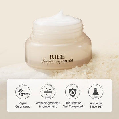 SKINFOOD Rice Brightening Cream - Korean Face Moisturizer with Fermented Rice Water for Natural Glow Glass Skin, Vegan, 60ml/2fl.oz. Avelisse