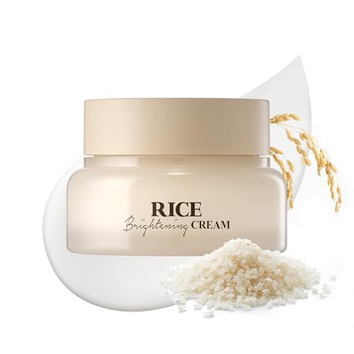 SKINFOOD Rice Brightening Cream - Korean Face Moisturizer with Fermented Rice Water for Natural Glow Glass Skin, Vegan, 60ml/2fl.oz. Avelisse