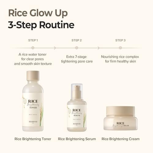 SKINFOOD Rice Brightening Toner - Vegan Korean Skincare with Fermented Rice Water for Glass Skin, Pore Minimizing & Hydrating, 5.41 fl oz Avelisse