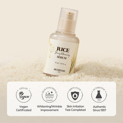 SKINFOOD Rice Serum - 48 Hours Fermented Rice Water Korean Face Serum for Glass Skin, Pore Minimizer, Brightening, 55ml/1.86fl.oz Avelisse