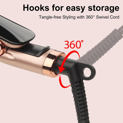 JAETON Flat Iron Hair Straightener with Floating Plates - Rose Gold, 1 Inch, 14 Adjustable Temperatures 200-460°F, Dual Voltage, Digital Display