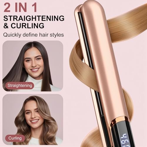 JAETON Flat Iron Hair Straightener with Floating Plates - Rose Gold, 1 Inch, 14 Adjustable Temperatures 200-460°F, Dual Voltage, Digital Display - görsel 4