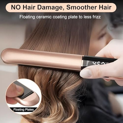 JAETON Flat Iron Hair Straightener with Floating Plates - Rose Gold, 1 Inch, 14 Adjustable Temperatures 200-460°F, Dual Voltage, Digital Display