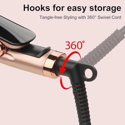 JAETON Flat Iron Hair Straightener with Floating Plates - Rose Gold, 1 Inch, 14 Adjustable Temperatures 200-460°F, Dual Voltage, Digital Display