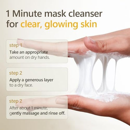 Rice Mask Cleanser 6.76 fl oz - Glow-Boosting & Hydrating Face Wash with Jeju Rice & Natto Gum, Gentle Exfoliating Daily Foam Cleanser, Deep Pore Cleansing, Non-Irritating - Korean Skin Care