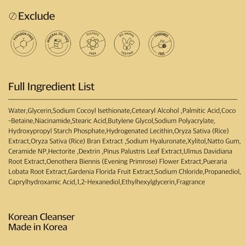 Rice Mask Cleanser 6.76 fl oz - Glow-Boosting & Hydrating Face Wash with Jeju Rice & Natto Gum, Gentle Exfoliating Daily Foam Cleanser, Deep Pore Cleansing, Non-Irritating - Korean Skin Care - görsel 14