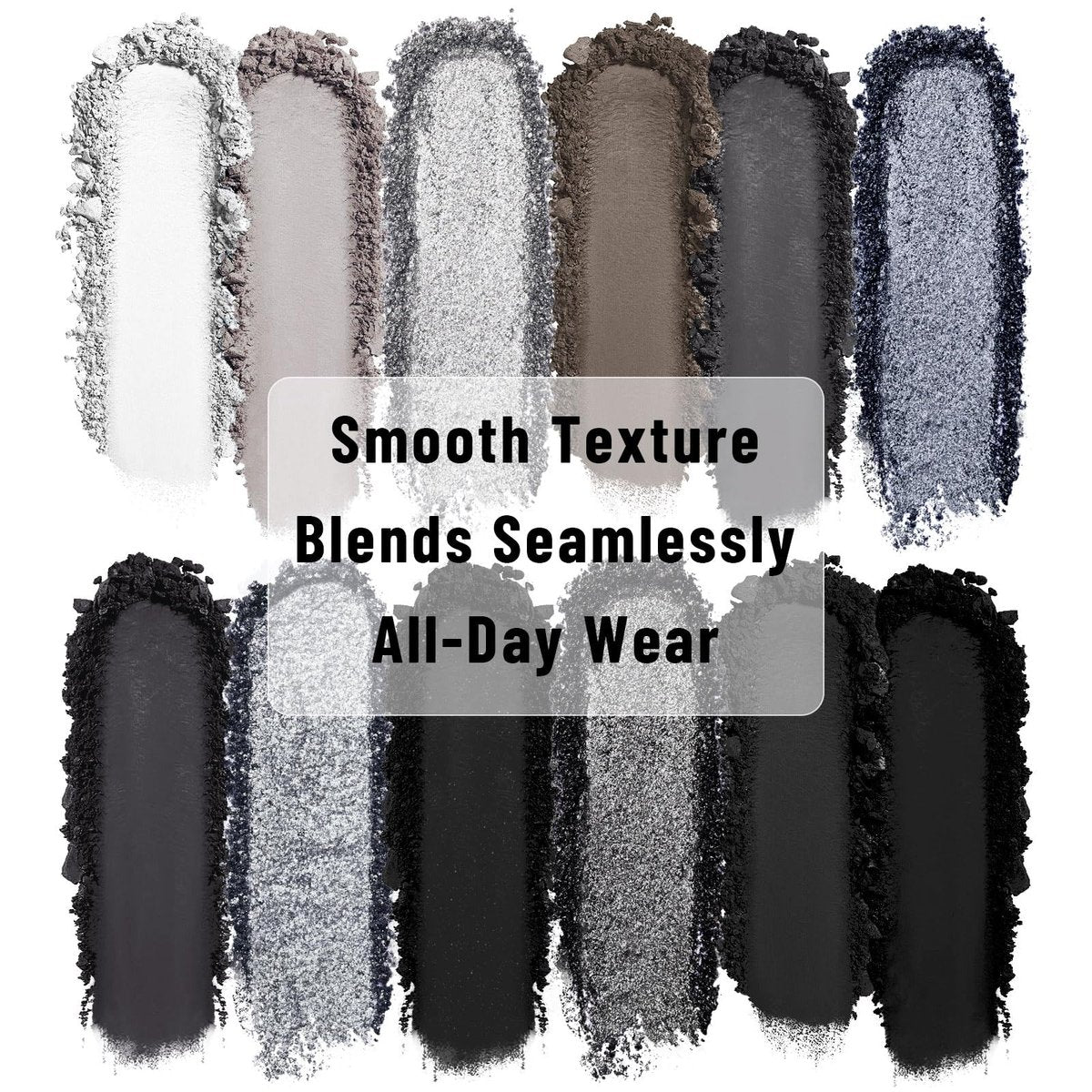UCANBE Smokey Eyeshadow Palette - 12 Color Dark Black White Gray Silver Matte & Shimmer Eye Shadow for Smoky Emo Goth Makeup, Long Lasting Waterproof - görsel 3