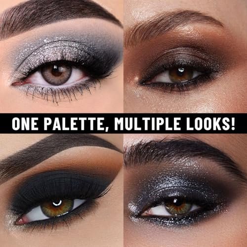 UCANBE Smokey Eyeshadow Palette - 12 Color Dark Black White Gray Silver Matte & Shimmer Eye Shadow for Smoky Emo Goth Makeup, Long Lasting Waterproof - görsel 8