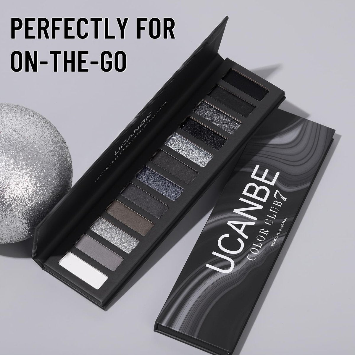 UCANBE Smokey Eyeshadow Palette - 12 Color Dark Black White Gray Silver Matte & Shimmer Eye Shadow for Smoky Emo Goth Makeup, Long Lasting Waterproof - görsel 9