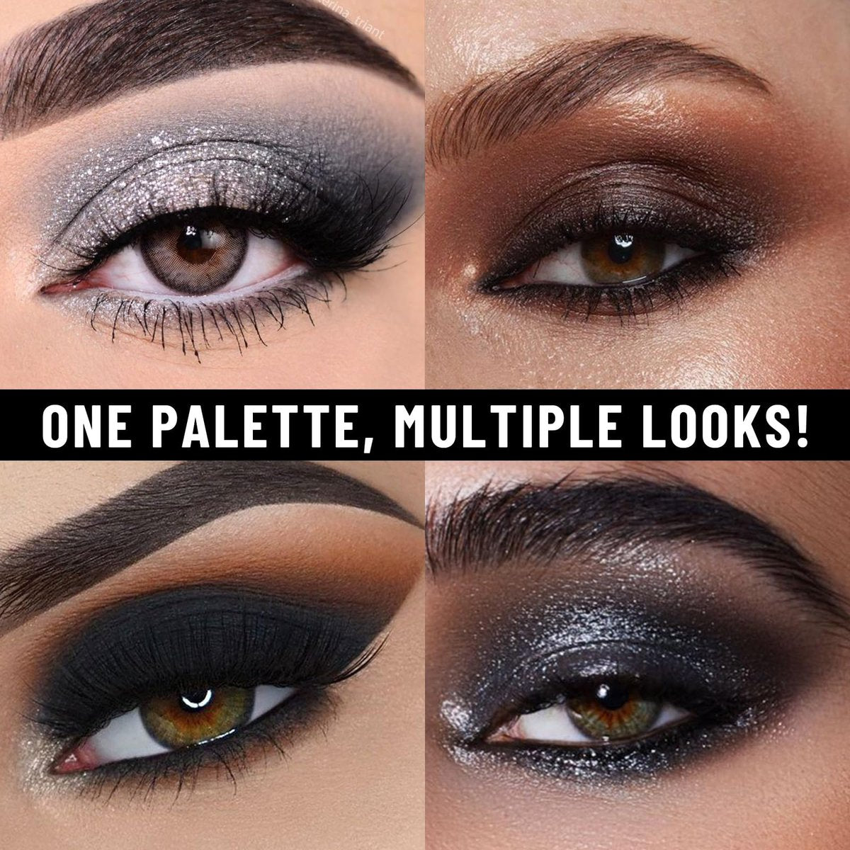 UCANBE Smokey Eyeshadow Palette - 12 Color Dark Black White Gray Silver Matte & Shimmer Eye Shadow for Smoky Emo Goth Makeup, Long Lasting Waterproof - görsel 7