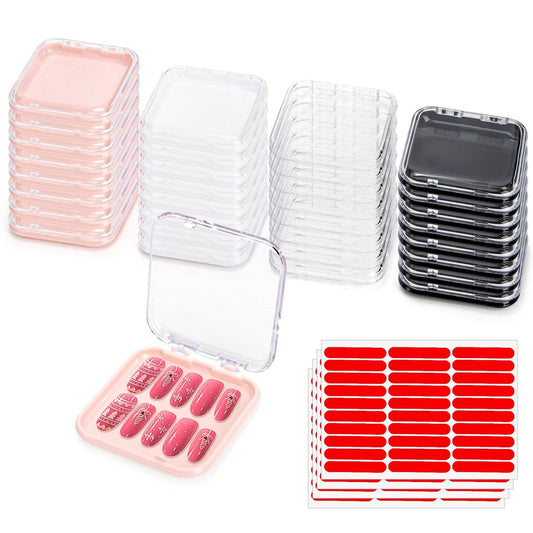 Jucoan 32 Pack Press on Nails Boxes – Clear Acrylic Display Cases for Nail Business & Salon Storage Avelisse