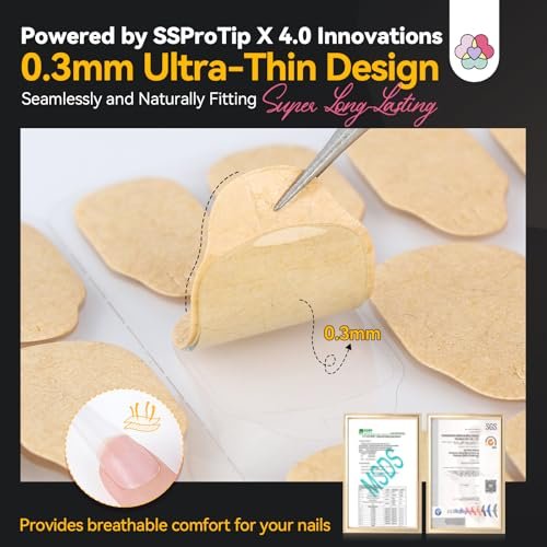 SAVILAND Pro Nail Adhesive Tabs 600 PCS – 30 Day Long Lasting Press On Nail Sticky Tabs, 15 Sizes, 0.3mm Ultra-Thin & Waterproof for Shower, Strong Nail Glue Stickers for Home DIY Use - görsel 8