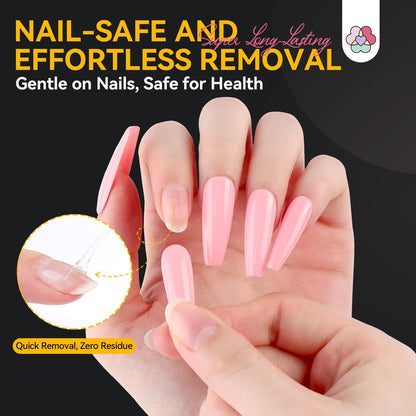 SAVILAND Pro Nail Adhesive Tabs 600 PCS – 30 Day Long Lasting Press On Nail Sticky Tabs, 15 Sizes, 0.3mm Ultra-Thin & Waterproof for Shower, Strong Nail Glue Stickers for Home DIY Use