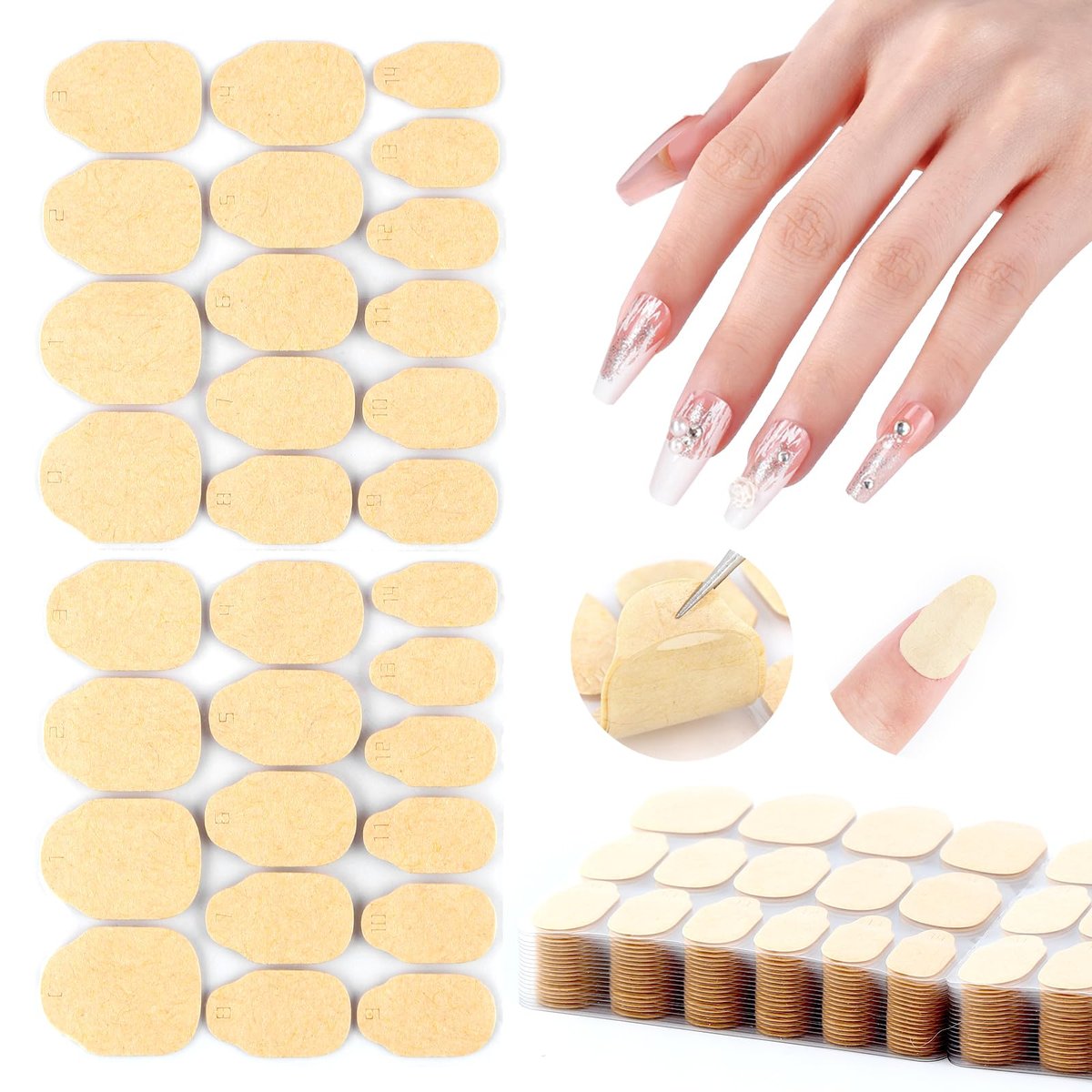 SAVILAND Pro Nail Adhesive Tabs 600 PCS – 30 Day Long Lasting Press On Nail Sticky Tabs, 15 Sizes, 0.3mm Ultra-Thin & Waterproof for Shower, Strong Nail Glue Stickers for Home DIY Use - görsel 1