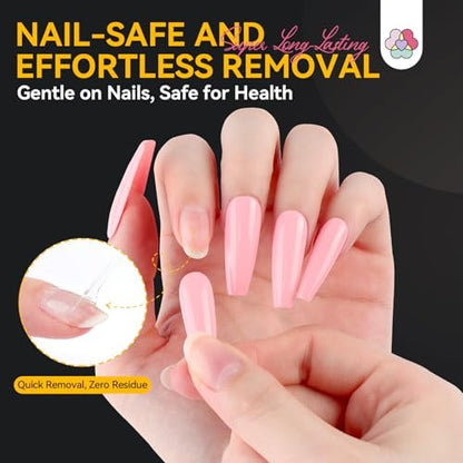 SAVILAND Pro Nail Adhesive Tabs 600 PCS – 30 Day Long Lasting Press On Nail Sticky Tabs, 15 Sizes, 0.3mm Ultra-Thin & Waterproof for Shower, Strong Nail Glue Stickers for Home DIY Use