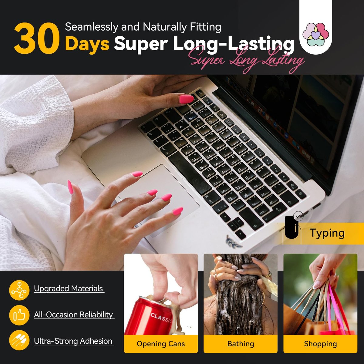SAVILAND Pro Nail Adhesive Tabs 600 PCS – 30 Day Long Lasting Press On Nail Sticky Tabs, 15 Sizes, 0.3mm Ultra-Thin & Waterproof for Shower, Strong Nail Glue Stickers for Home DIY Use - görsel 3