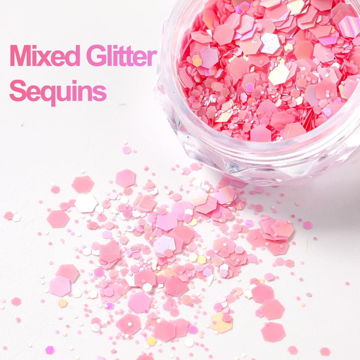 12-Color Pink Nail Glitter Powder Set - Holographic Sequins & Sparkle Flakes for Acrylic Nails Manicure Decorations - görsel 11