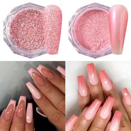 12-Color Pink Nail Glitter Powder Set - Holographic Sequins & Sparkle Flakes for Acrylic Nails Manicure Decorations - görsel 10