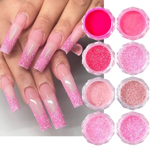 12-Color Pink Nail Glitter Powder Set - Holographic Sequins & Sparkle Flakes for Acrylic Nails Manicure Decorations - görsel 4