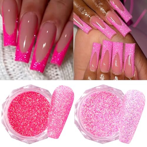 12-Color Pink Nail Glitter Powder Set - Holographic Sequins & Sparkle Flakes for Acrylic Nails Manicure Decorations - görsel 8