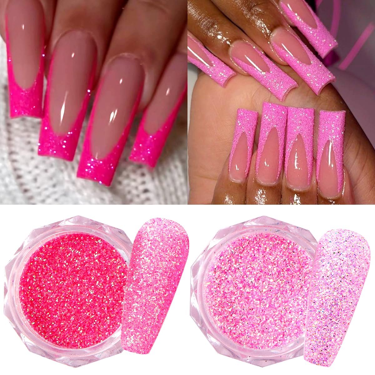 12-Color Pink Nail Glitter Powder Set - Holographic Sequins & Sparkle Flakes for Acrylic Nails Manicure Decorations - görsel 7
