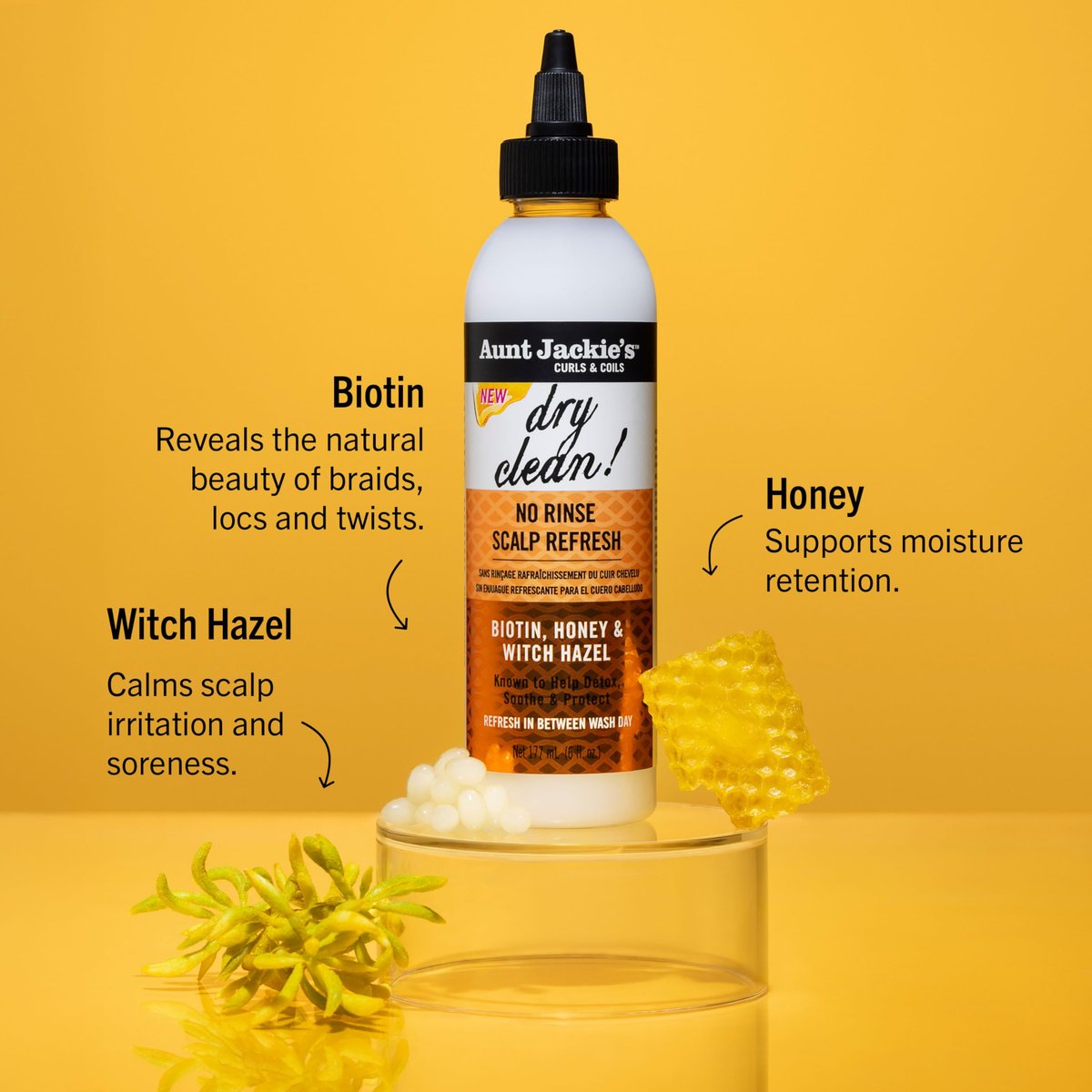 Aunt Jackie’s Braid + Twist Collection Dry Clean! No Rinse Scalp Refresh – Detox & Moisturize with Witch Hazel, Scalposine, Biotin & Honey – 6 fl oz - görsel 3