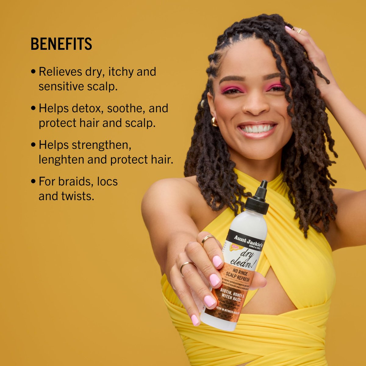 Aunt Jackie’s Braid + Twist Collection Dry Clean! No Rinse Scalp Refresh – Detox & Moisturize with Witch Hazel, Scalposine, Biotin & Honey – 6 fl oz - görsel 5
