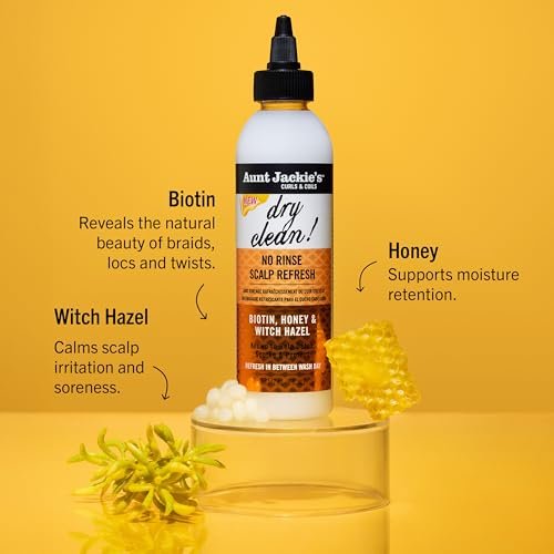 Aunt Jackie’s Braid + Twist Collection Dry Clean! No Rinse Scalp Refresh – Detox & Moisturize with Witch Hazel, Scalposine, Biotin & Honey – 6 fl oz - görsel 4