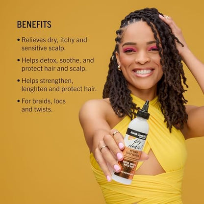 Aunt Jackie’s Braid + Twist Collection Dry Clean! No Rinse Scalp Refresh – Detox & Moisturize with Witch Hazel, Scalposine, Biotin & Honey – 6 fl oz