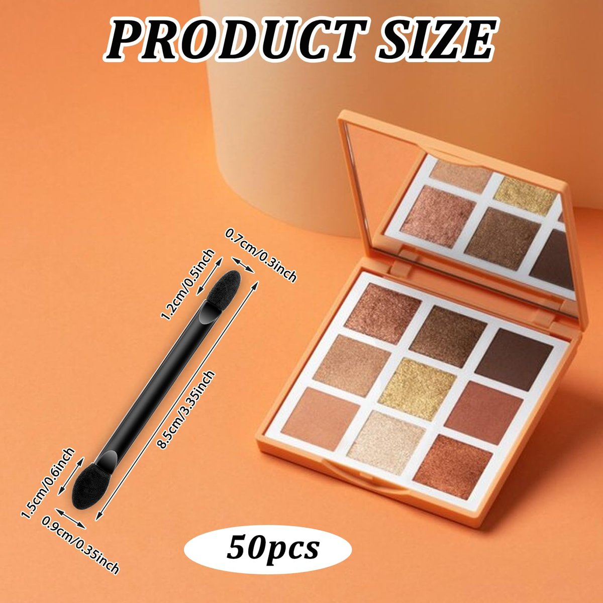 50 PCS Disposable Eyeshadow Applicator Brushes – Double Head Dual Sided Flat Handle Black – Bulk Eyeshadow Brush Set for Makeup Application - görsel 3