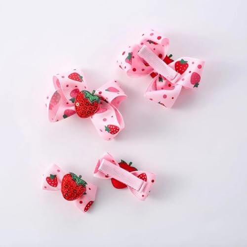 AACKS 4-Piece Strawberry Hair Bows & Snap Barrettes for Little Girls – Toddler Strawberry Hair Accessories Set - görsel 9