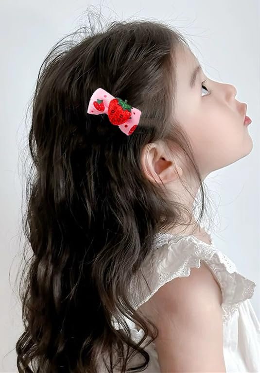 AACKS 4-Piece Strawberry Hair Bows & Snap Barrettes for Little Girls – Toddler Strawberry Hair Accessories Set - görsel 5