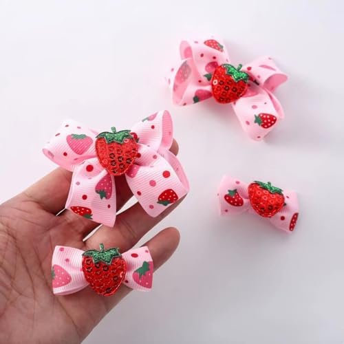 AACKS 4-Piece Strawberry Hair Bows & Snap Barrettes for Little Girls – Toddler Strawberry Hair Accessories Set - görsel 11