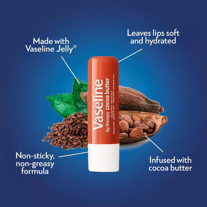 Vaseline Lip Therapy Cocoa Butter Lip Balm, 6 Pack, 0.16 oz Each Avelisse