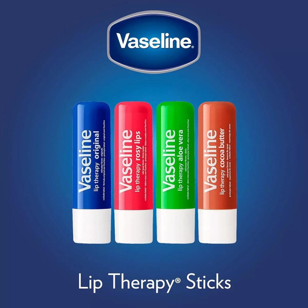 Vaseline Lip Therapy Cocoa Butter Lip Balm, 6 Pack, 0.16 oz Each Avelisse