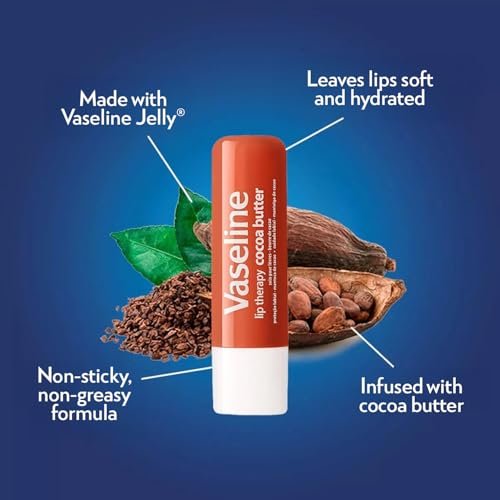 Vaseline Lip Therapy Cocoa Butter Lip Balm, 6 Pack, 0.16 oz Each Avelisse