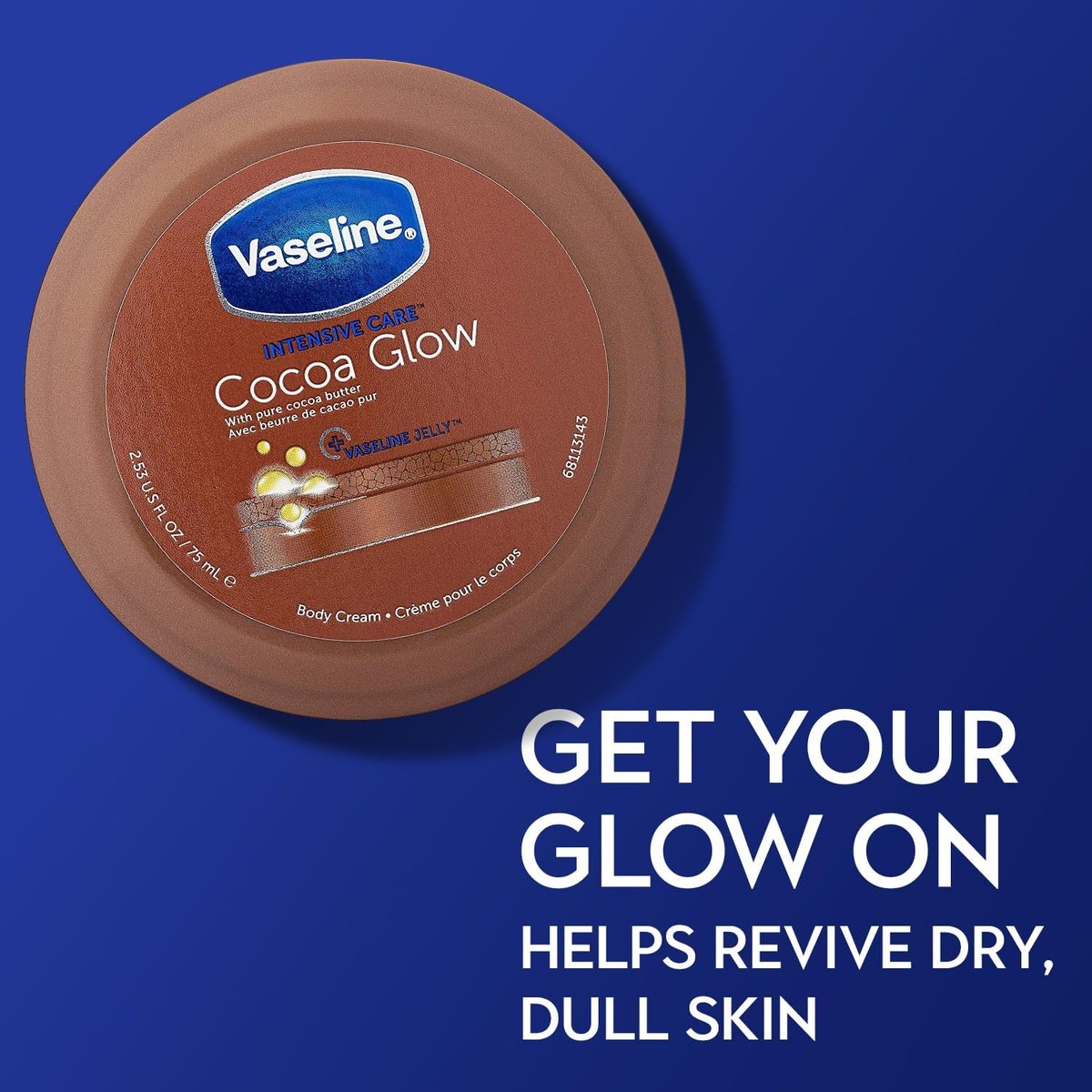 Vaseline Cocoa Glow Body Cream 6-Pack – Pure Cocoa Butter 48H Moisturizing Cream for Dry Skin, Travel-Size, 2.53 Fl Oz Each Avelisse