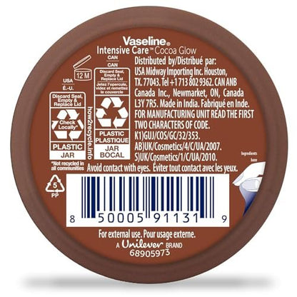 Vaseline Cocoa Glow Body Cream 6-Pack – Pure Cocoa Butter 48H Moisturizing Cream for Dry Skin, Travel-Size, 2.53 Fl Oz Each Avelisse