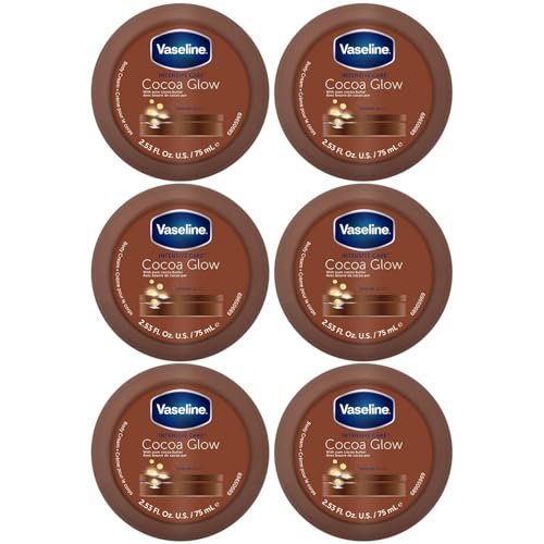 Vaseline Cocoa Glow Body Cream 6-Pack – Pure Cocoa Butter 48H Moisturizing Cream for Dry Skin, Travel-Size, 2.53 Fl Oz Each Avelisse