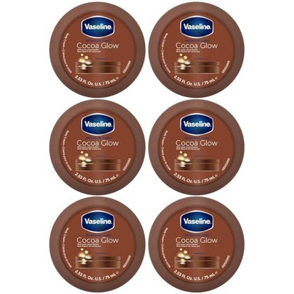 Vaseline Cocoa Glow Body Cream 6-Pack – Pure Cocoa Butter 48H Moisturizing Cream for Dry Skin, Travel-Size, 2.53 Fl Oz Each Avelisse